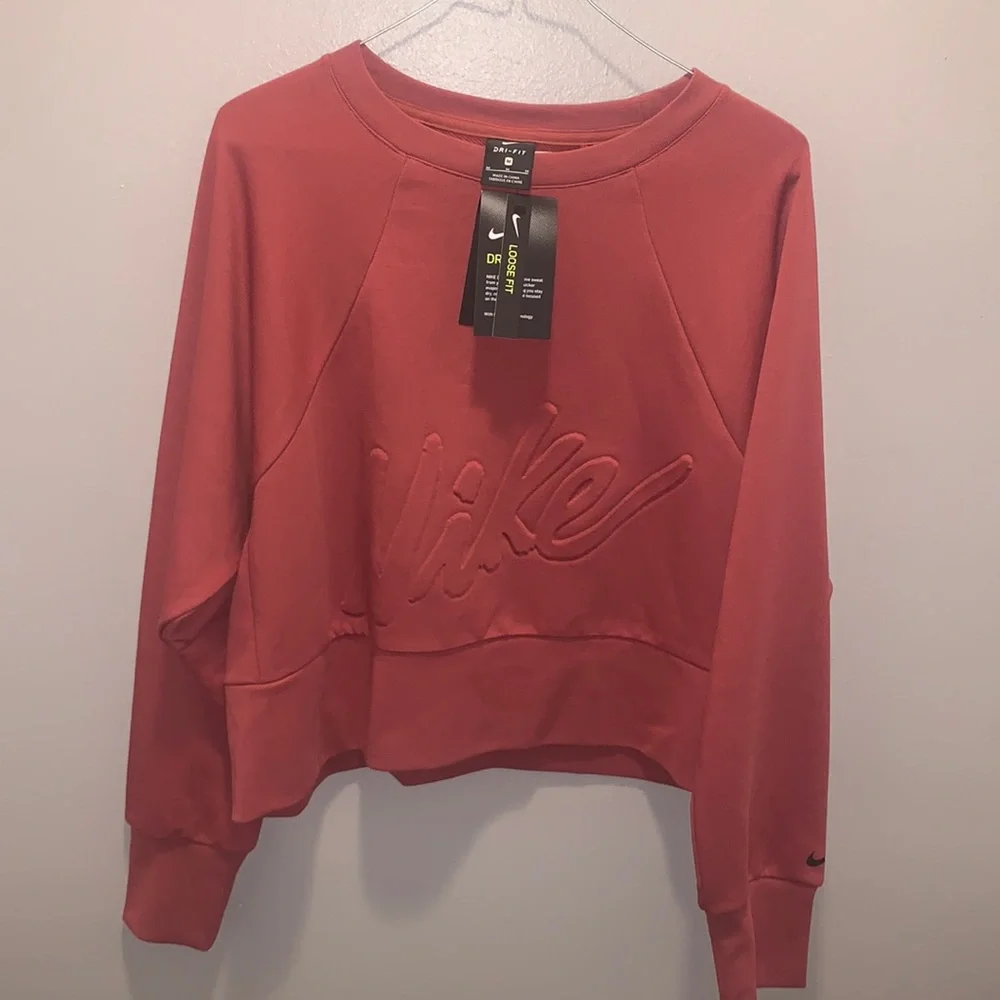 Nike Dri Fit Crew Sweatshirt Wine M - Picture 3 of 4